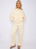 Oversized Bomber Style Fleece Zipper Co-ord