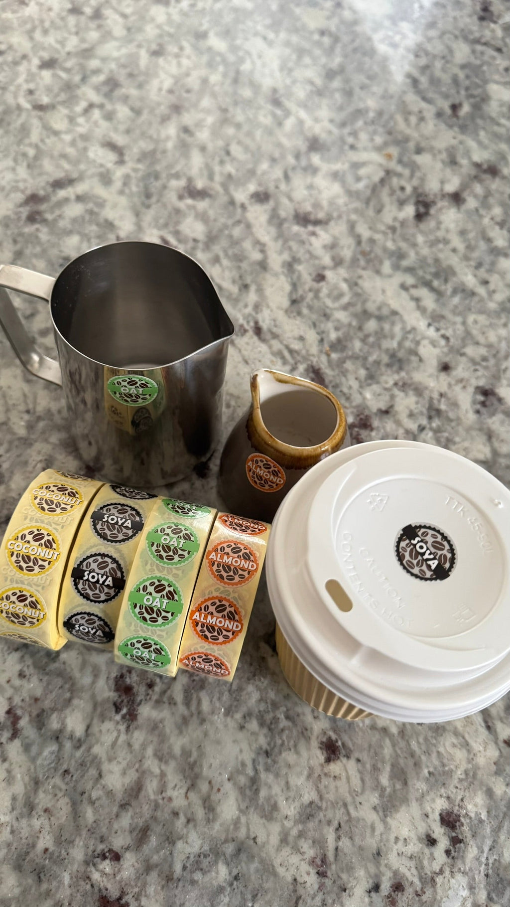 Oat Milk Coffee Shop Barista Labels 20mm 1000 labels per roll CS20OA