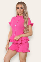 Diamond Frilled Edge Short Co-Ord Set