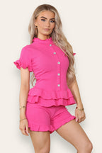 Diamond Frilled Edge Short Co-Ord Set