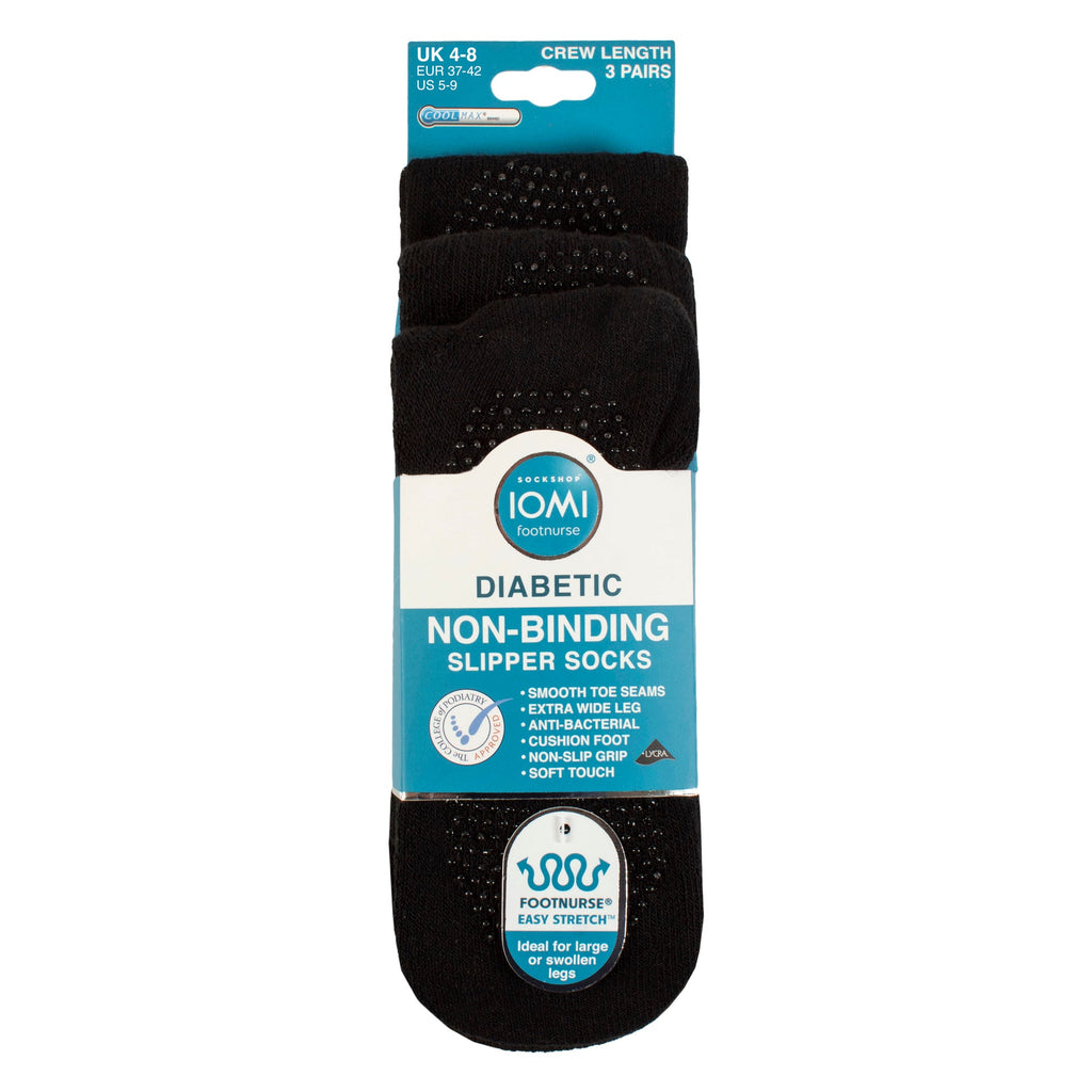 3 Pairs Diabetic Socks with Grips | Extra Wide Non Slip Slipper Socks