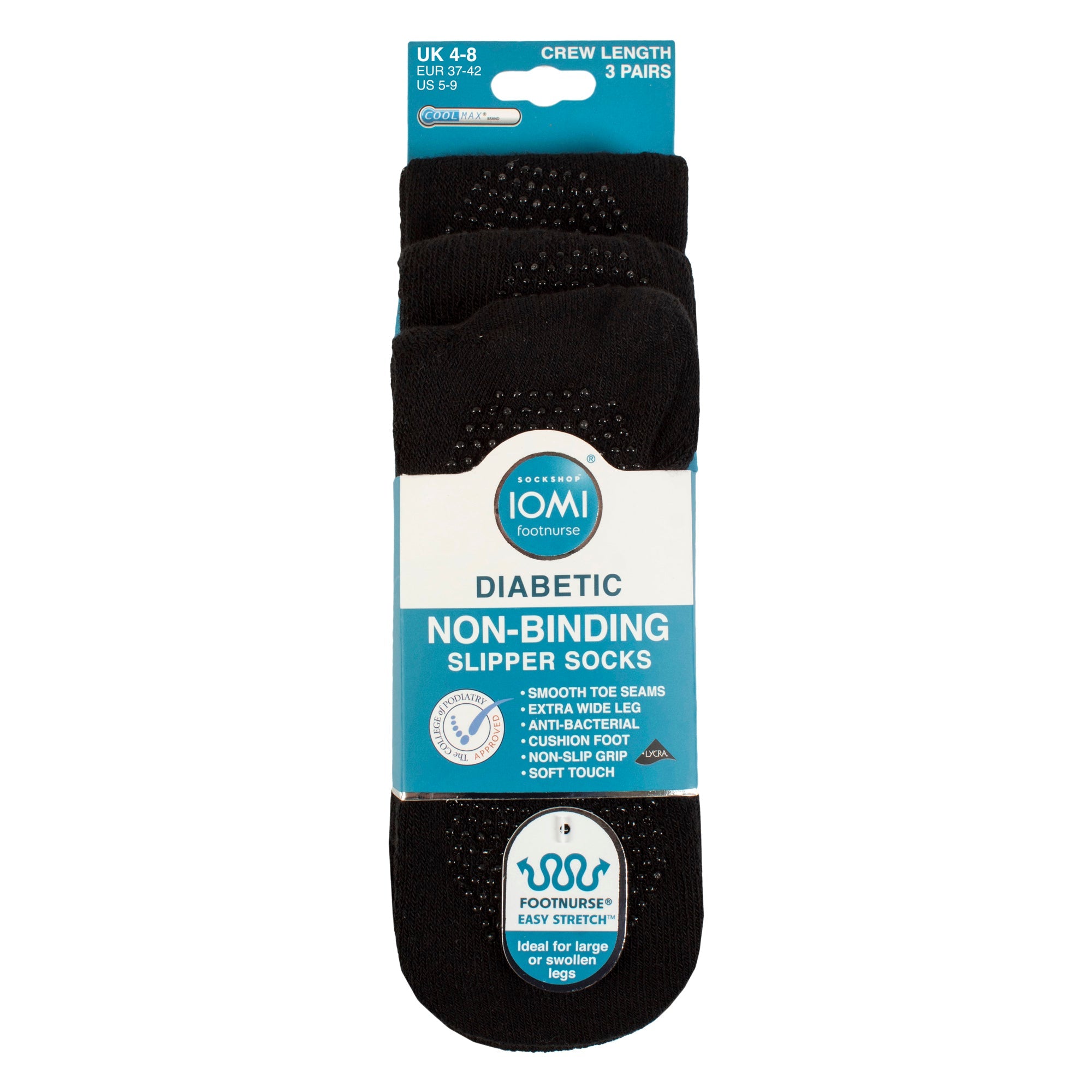 3 Pairs Diabetic Socks with Grips | Extra Wide Non Slip Slipper Socks