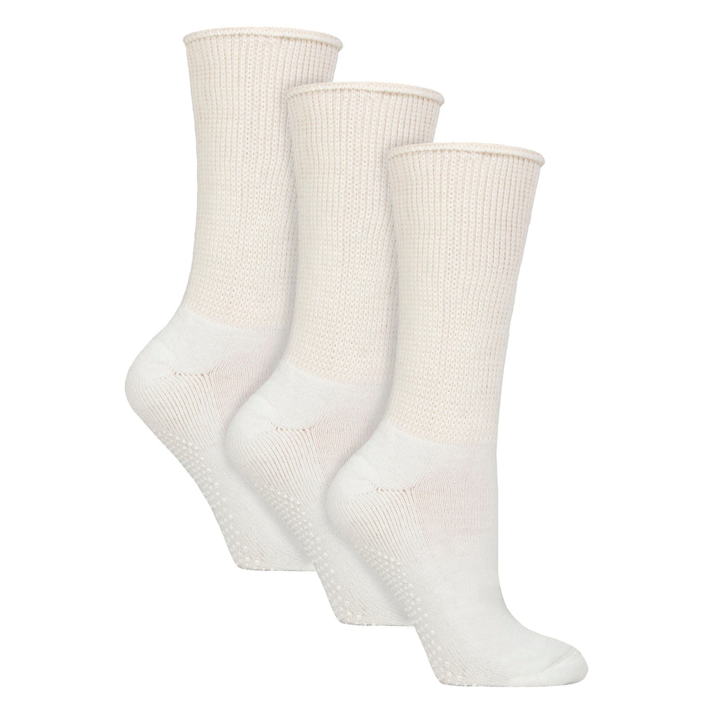 3 Pairs Diabetic Socks with Grips | Extra Wide Non Slip Slipper Socks