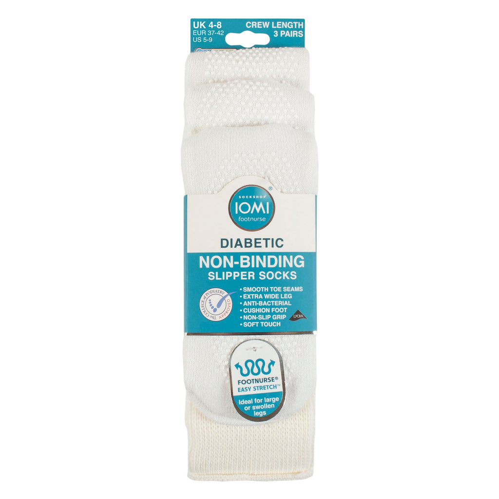 3 Pairs Diabetic Socks with Grips | Extra Wide Non Slip Slipper Socks