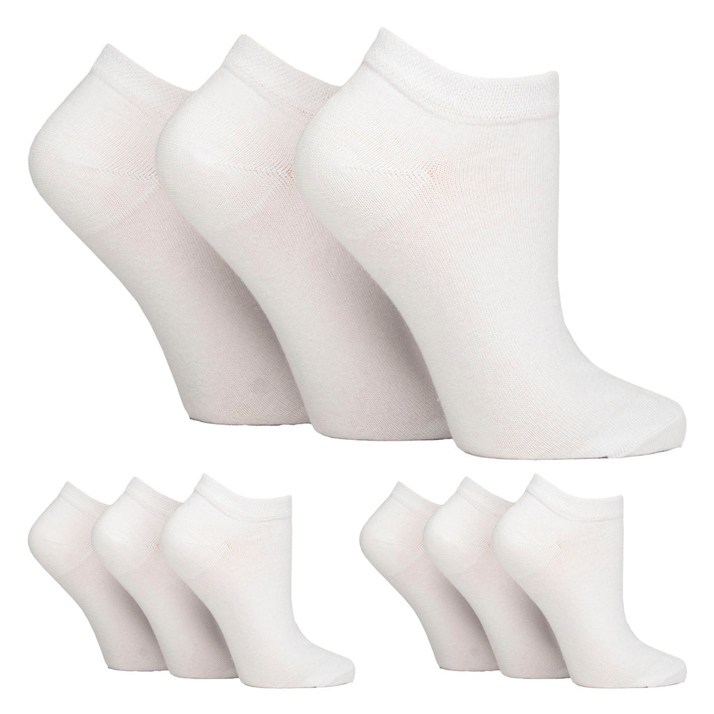 9 Pack Womens Diabetic Trainer Socks | Wide Ankle Socks for Swollen Feet