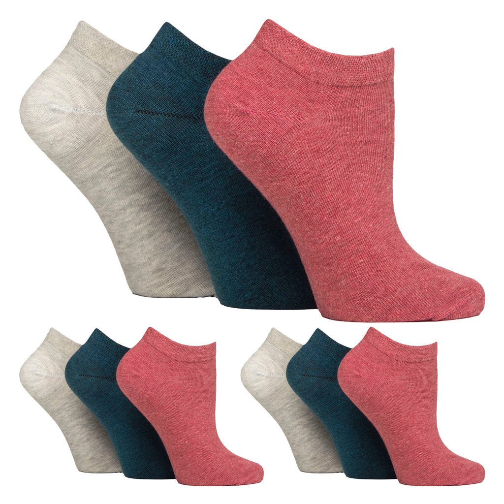 9 Pack Womens Diabetic Trainer Socks | Wide Ankle Socks for Swollen Feet