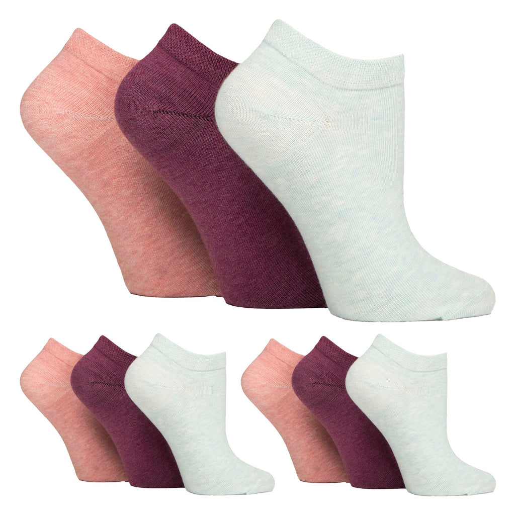9 Pack Womens Diabetic Trainer Socks | Wide Ankle Socks for Swollen Feet