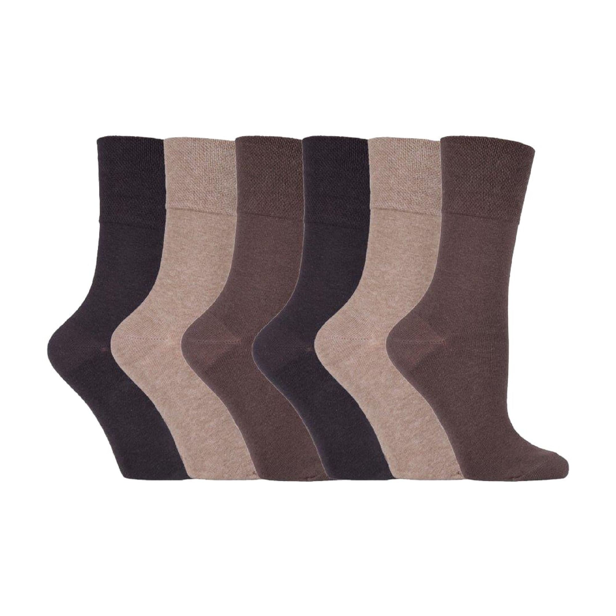 6 Pack Ladies Non Elastic Cotton Diabetic Socks with Seamless Toe