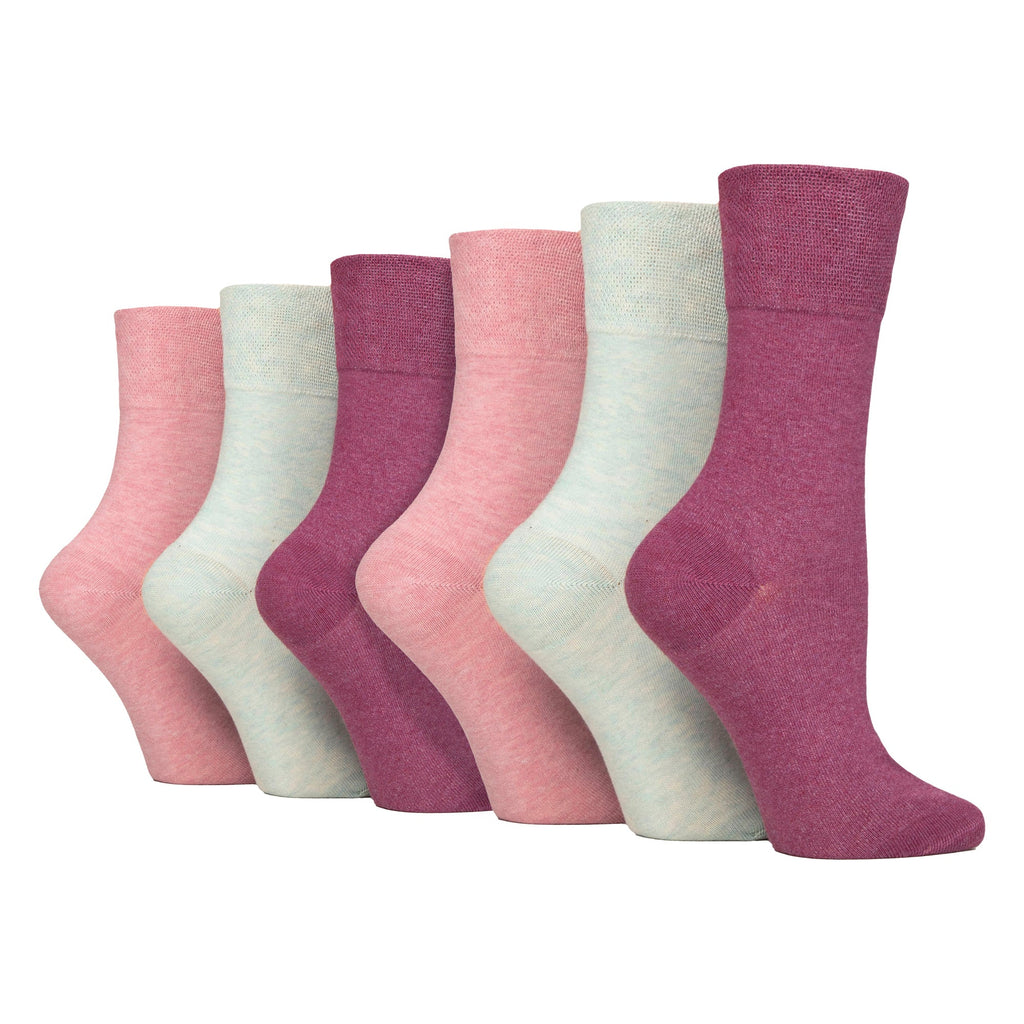 6 Pack Ladies Non Elastic Cotton Diabetic Socks with Seamless Toe