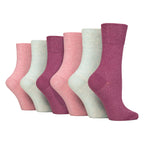 6 Pack Ladies Non Elastic Cotton Diabetic Socks with Seamless Toe