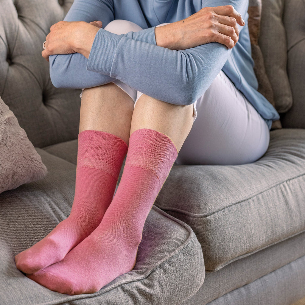 6 Pack Ladies Non Elastic Cotton Diabetic Socks with Seamless Toe