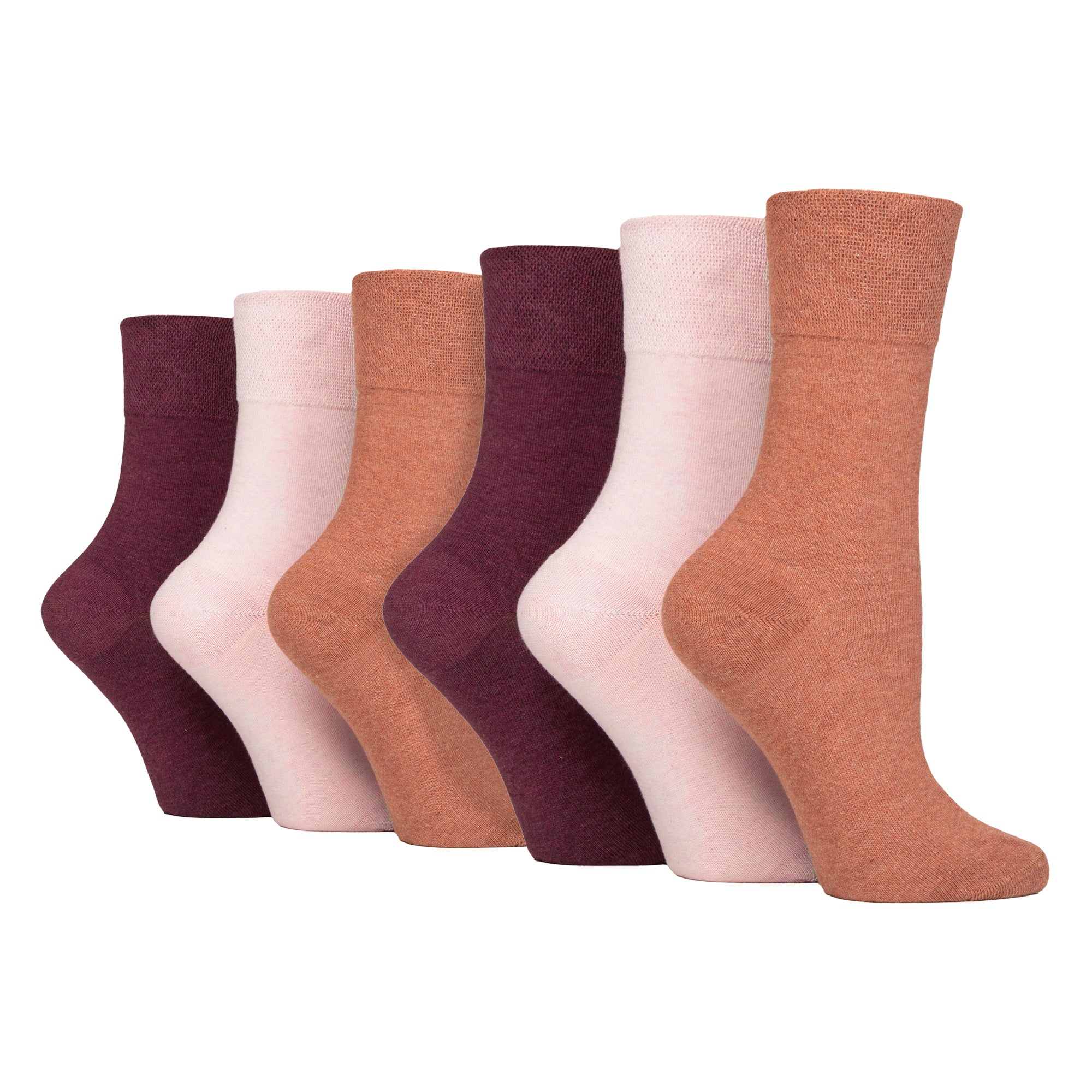 6 Pack Ladies Non Elastic Cotton Diabetic Socks with Seamless Toe