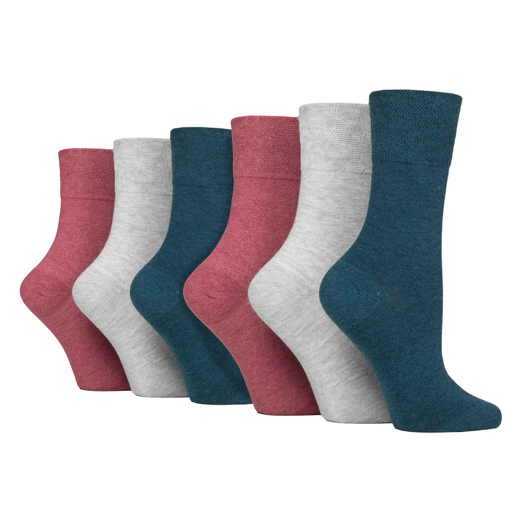 6 Pack Ladies Non Elastic Cotton Diabetic Socks with Seamless Toe