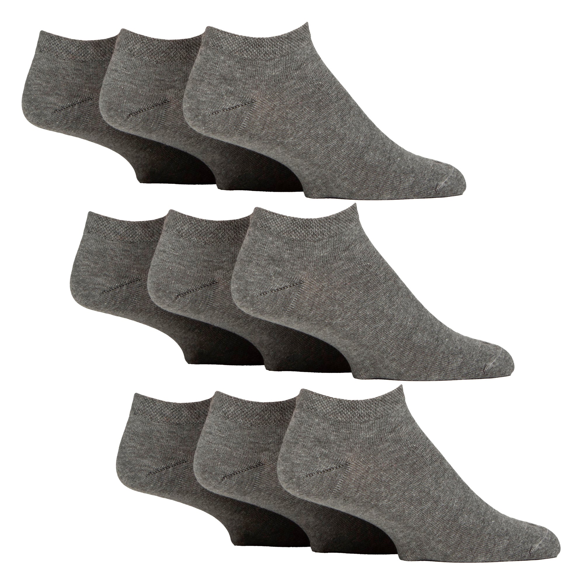 9 Pack Mens Diabetic Trainer Socks | Non Elastic Extra Wide Ankle Socks