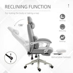 Vinsetto Office Chair, Ergonomic Desk Chair, High Back Fabric Work Chair with 160\'c2\'b0 Reclining Backrest, Retractable Footrest, Neck and Lumbar Pillow for Home and Study, Grey