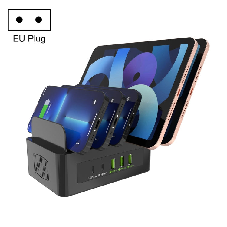 YFY-A54 100W USB + Type-C 5-Ports Smart Charging Station with Phone & Tablet Stand, US Plug, YFY-A54
