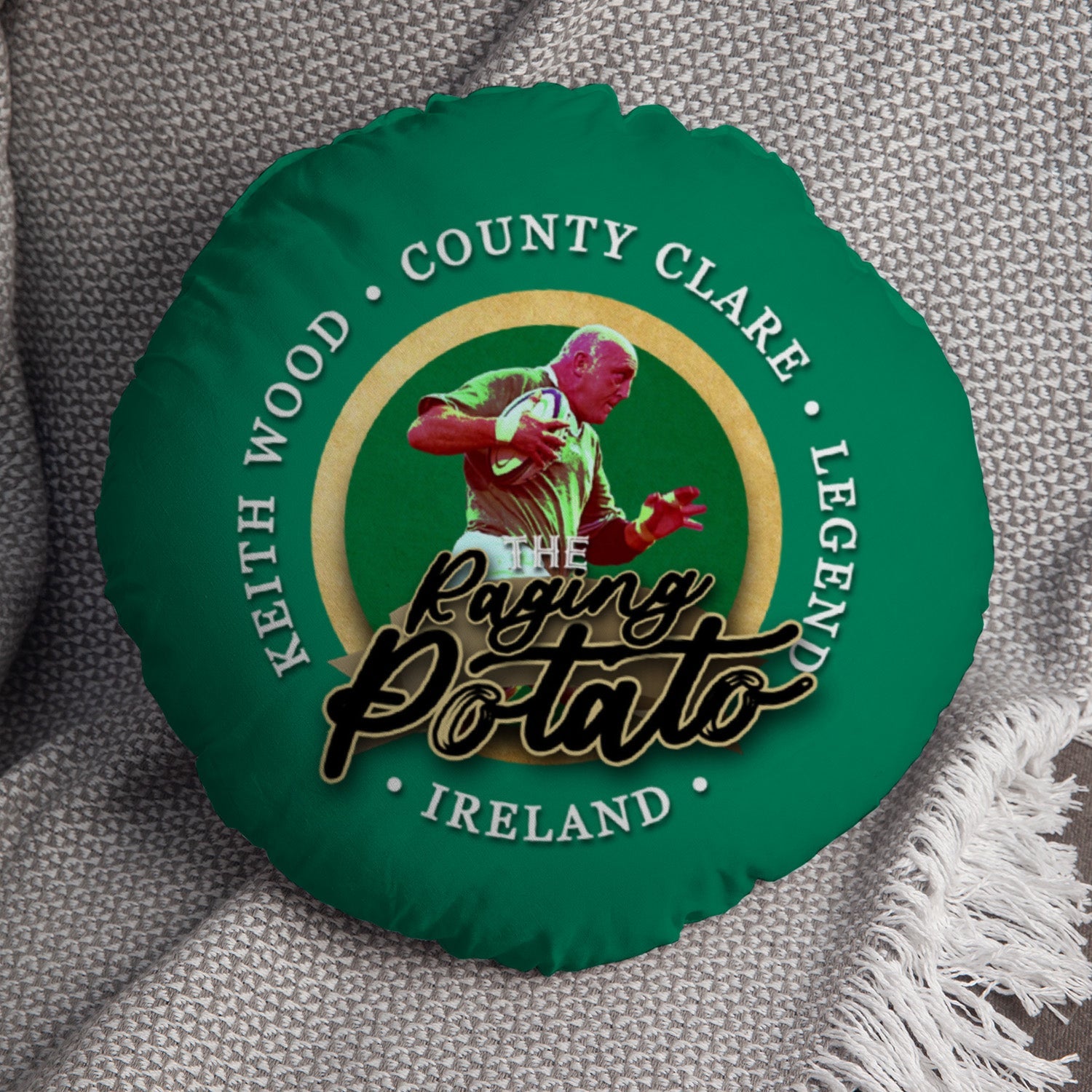Ireland Rugby Union Potato  - Legend Collection - Circle Cushion 14"