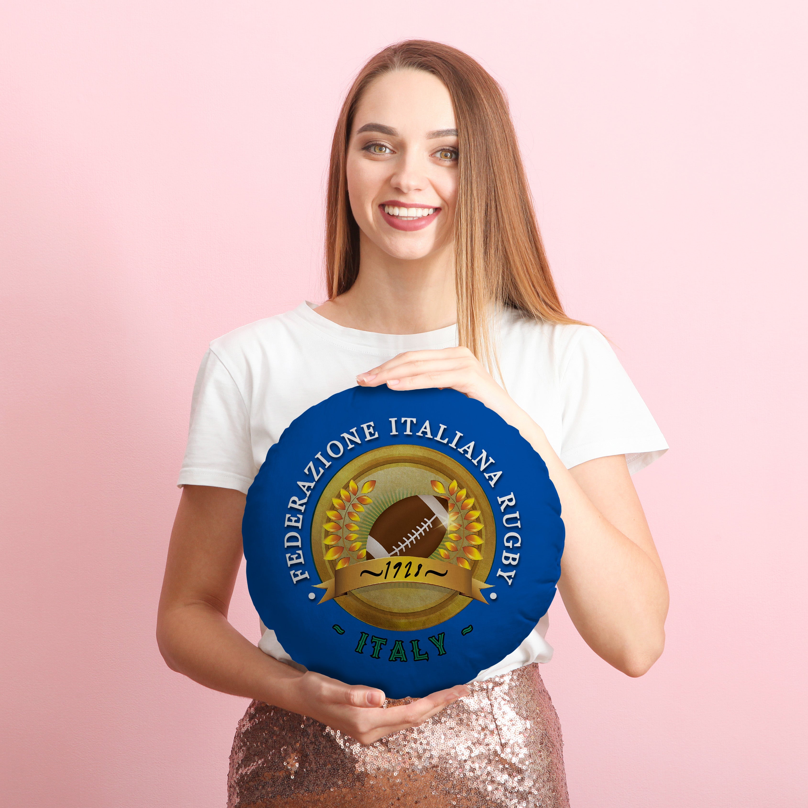 Italy Rugby Union 1928  - Legend Collection - Circle Cushion 14"
