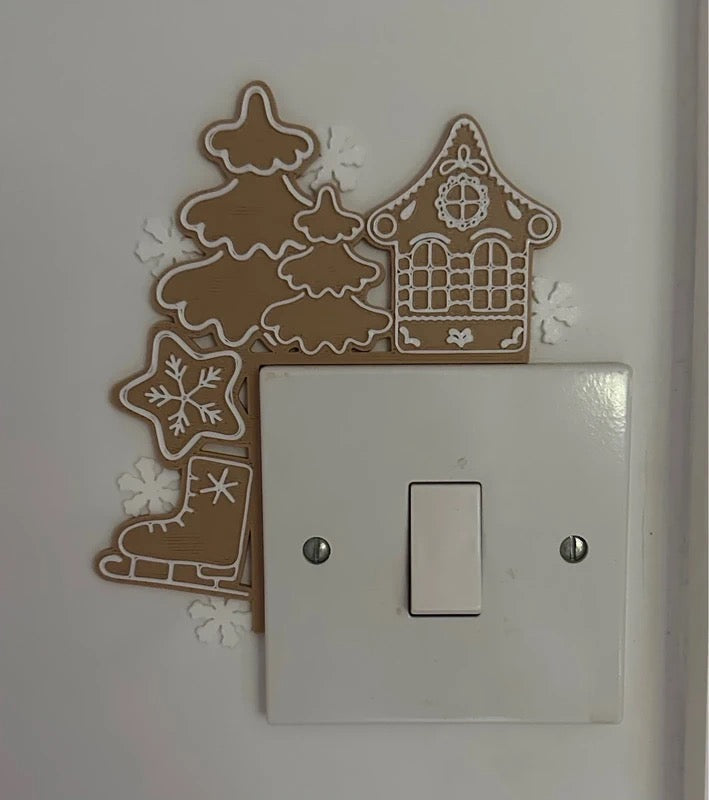 Lebkuchenhaus Tür- & Lichtschalter Eckdekoration | Weihnachts-Türrahmen Deko | Lebkuchenmann Weihnachtsdekoration | Festliche Heimdekoration