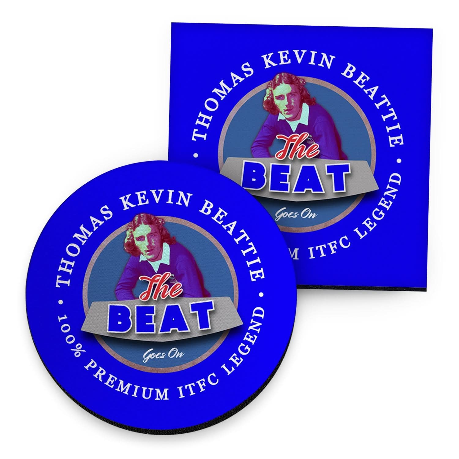 Ipswich Kevin Beattie - Football Coaster - Square Or Circle
