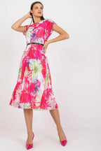Italy Moda summer dress with short sleeves, round neckline, flared bottom