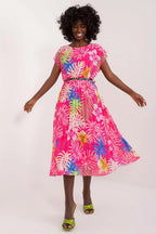 Italy Moda summer dress with short sleeves, round neckline, flared bottom