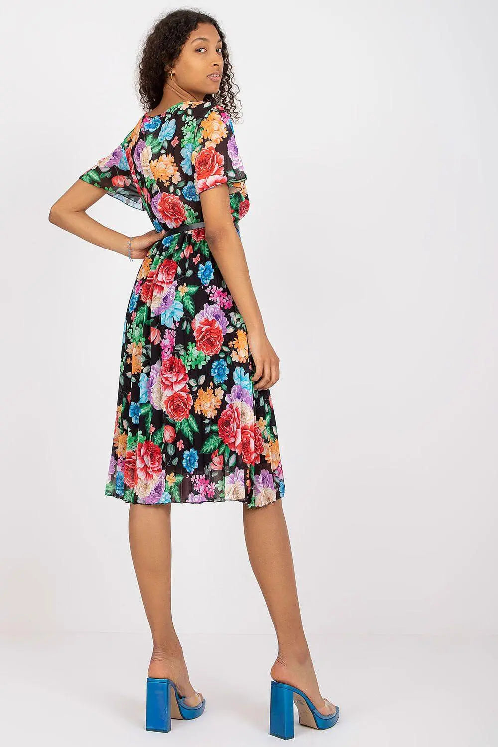 Italy Moda womens elegant polyester decorated lower part pleats daydress