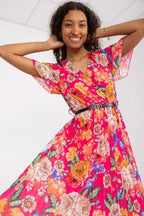 Italy Moda womens elegant polyester decorated lower part pleats daydress