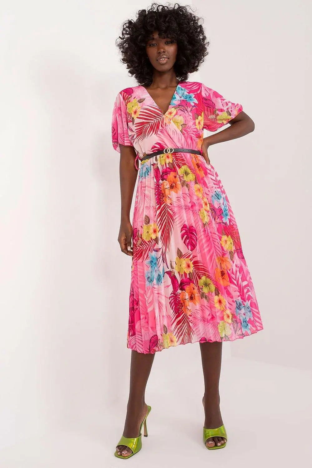 Italy Moda womens elegant polyester decorated lower part pleats daydress