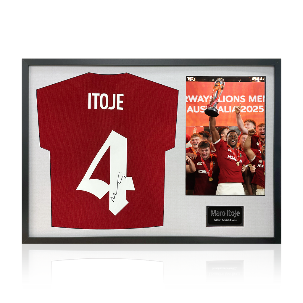 Maro Itoje Signed British & Irish Lions 2025 Shirt Classic Frame