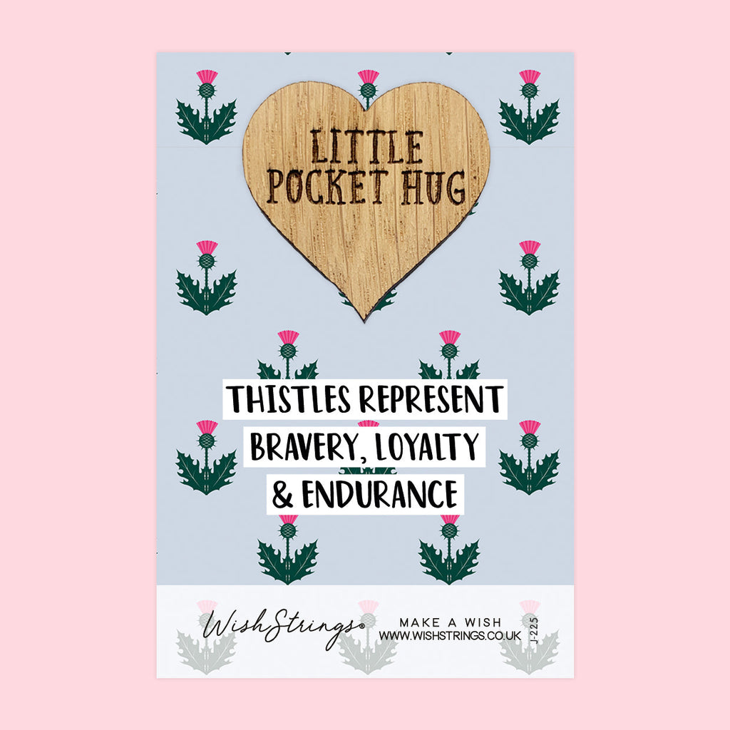 Pocket Hug - Thistle Represents Bravery, Scottish Design | Thoughtful Gift from Scotland | Keepsake Token for Sending Hugs & Celebrating Strength