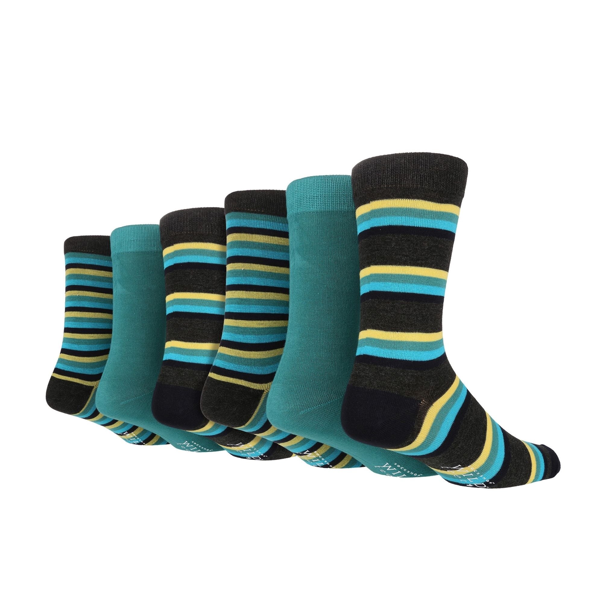 6 Pairs Mens Multipack Bamboo Dress Socks with Stylish Stripes and Polka Dots