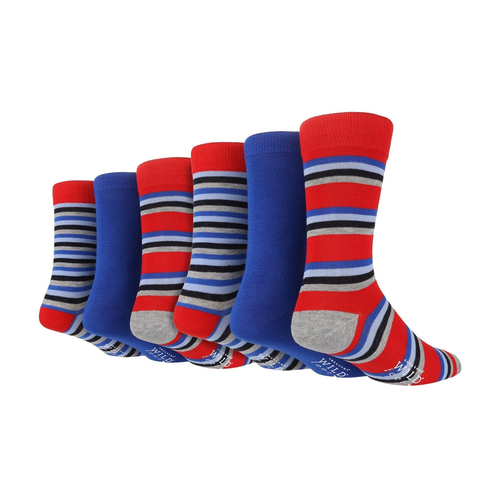 6 Pairs Mens Multipack Bamboo Dress Socks with Stylish Stripes and Polka Dots