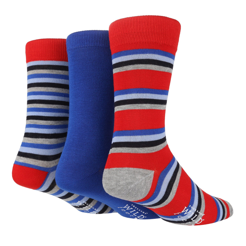 6 Pairs Mens Multipack Bamboo Dress Socks with Stylish Stripes and Polka Dots