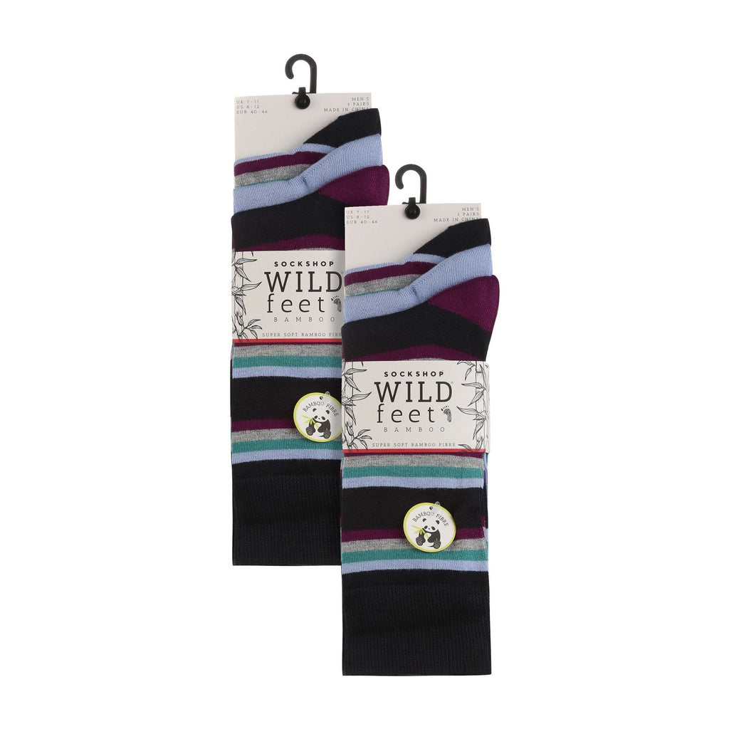 6 Pairs Mens Multipack Bamboo Dress Socks with Stylish Stripes and Polka Dots