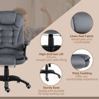 Vinsetto Massage Recliner Chair Heated Office Chair with Six Massage Points Velvet-Feel Fabric 360\'c2\'b0 Swivel Wheels Grey
