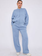 Oversized Bomber Style Fleece Zipper Co-ord