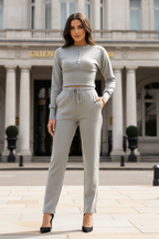 Ladies New Compressed Rib Button Suit