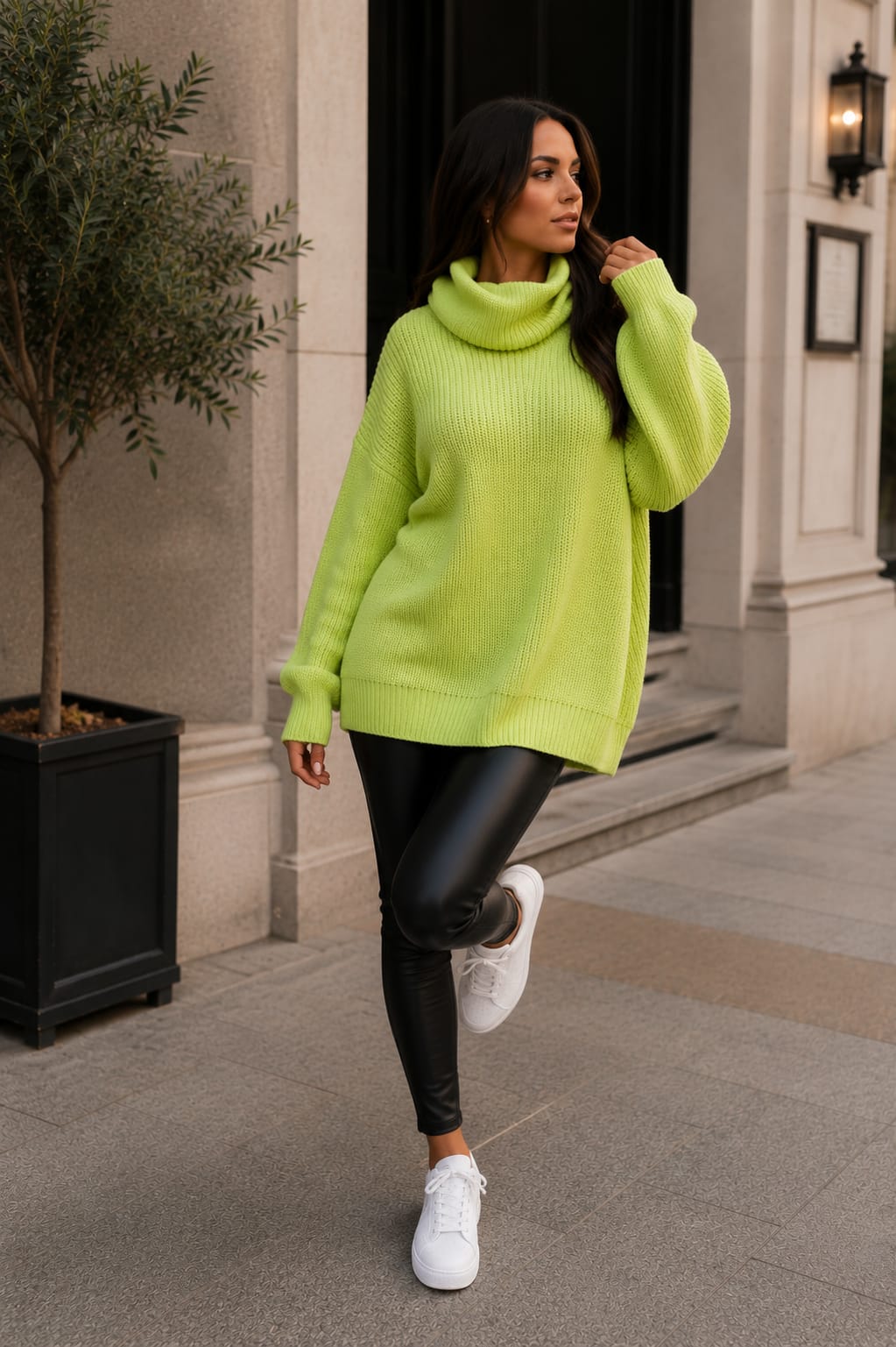 Ladies Polo Knitted Florecent Jumper
