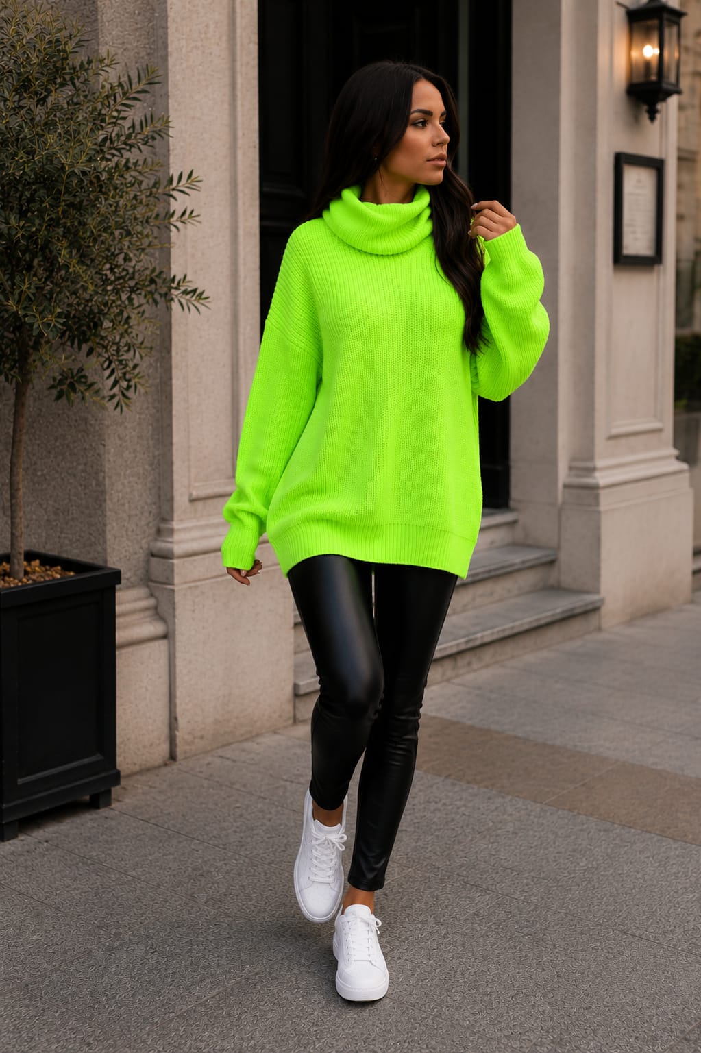 Ladies Polo Knitted Florecent Jumper