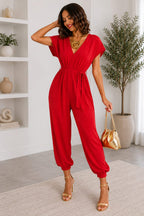 Ladies V Neck Tie Up Jumpsuit