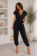 Ladies V Neck Tie Up Jumpsuit