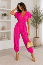 Ladies V Neck Tie Up Jumpsuit
