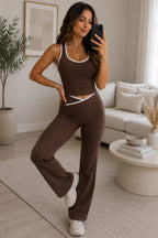 Piping Design Padded Contrast Gym Trouser Set
