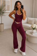 Piping Design Padded Contrast Gym Trouser Set