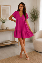 Ladies Italian V Neck Smock Dress
