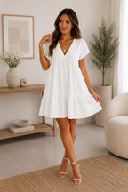 Ladies Italian V Neck Smock Dress