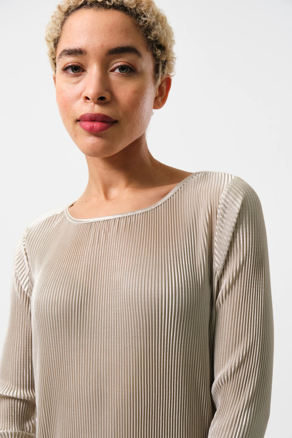 Joeva Pleated Midi Dress - Stone