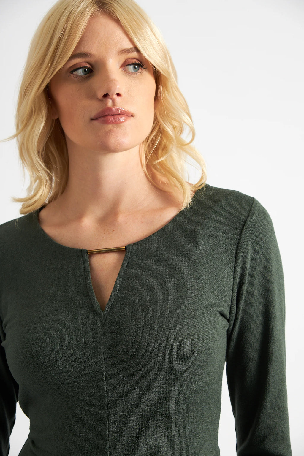 Josy Brushed Marl Jersey Skater Style Mini Dress - Green