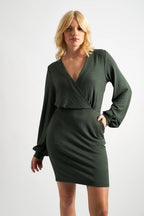 Juli Brushed Marl Jersey Mini Dress - Green